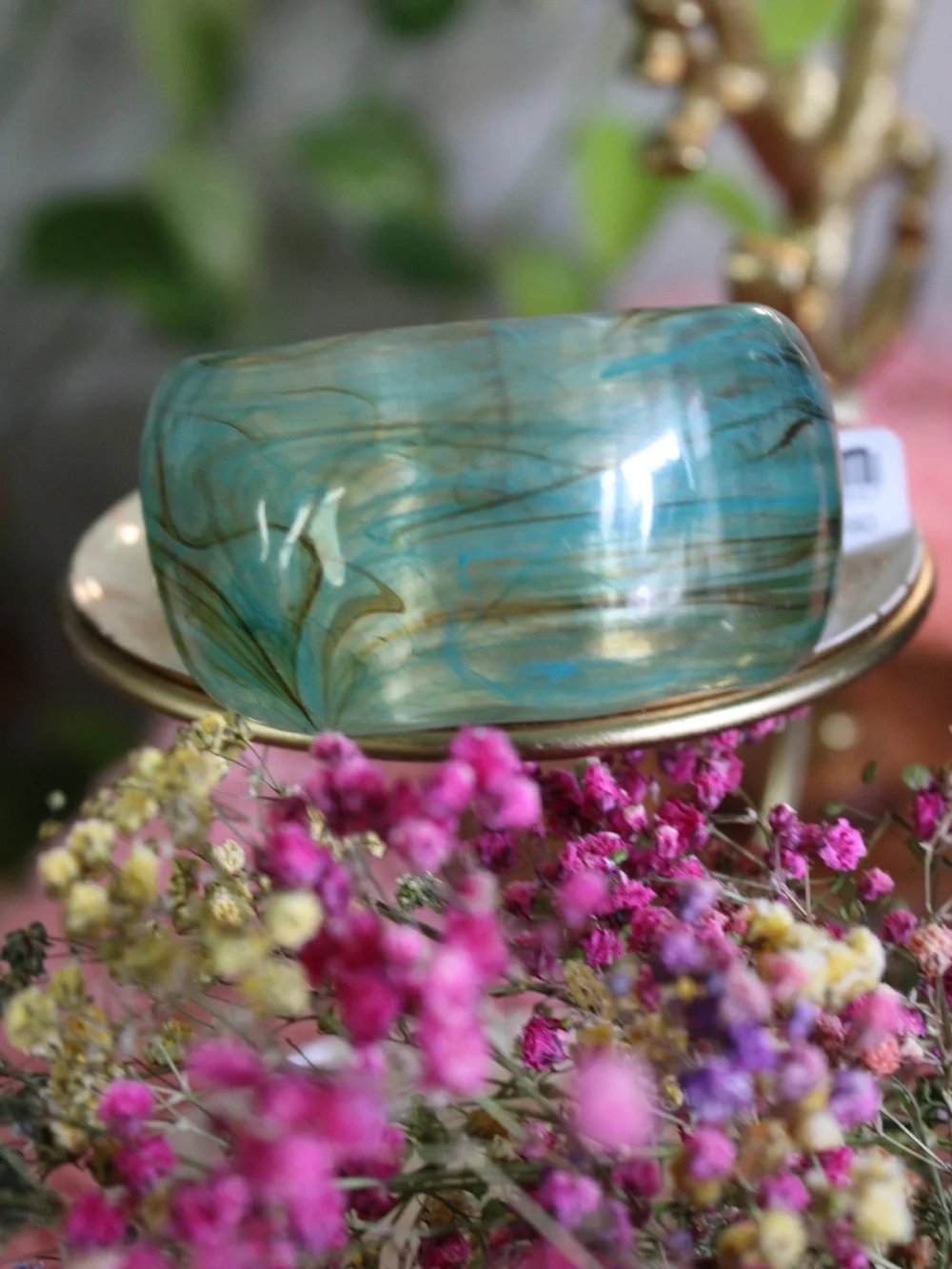 Free People Turquoise Swirl Resin Chunky Bangle Bracelet NWT MSRP $48